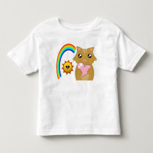 kleines Kätzchen mit Herz und Regenbogen Toddler T-Shirt