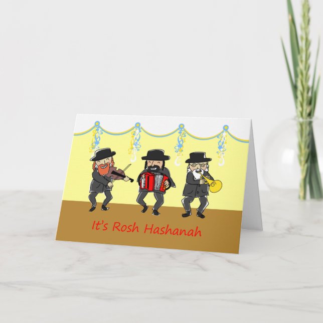 Klezmer Band for Rosh Hashanah, Jewish New Year Holiday Card (Front)