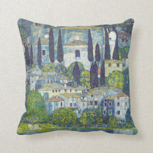 Klimt cityscape painting cushion