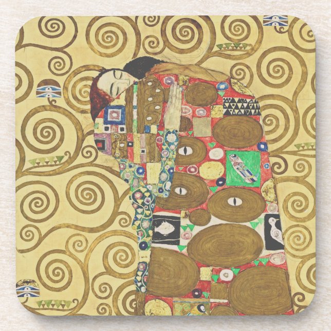 Klimt Embrace Gold Art Coaster (Front)