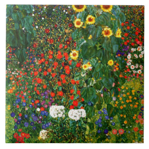 Klimt - Farm Garden with Sunflowers, Ceramic Tile