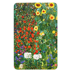 Klimt - Farm Garden with Sunflowers, fine art Magnet
