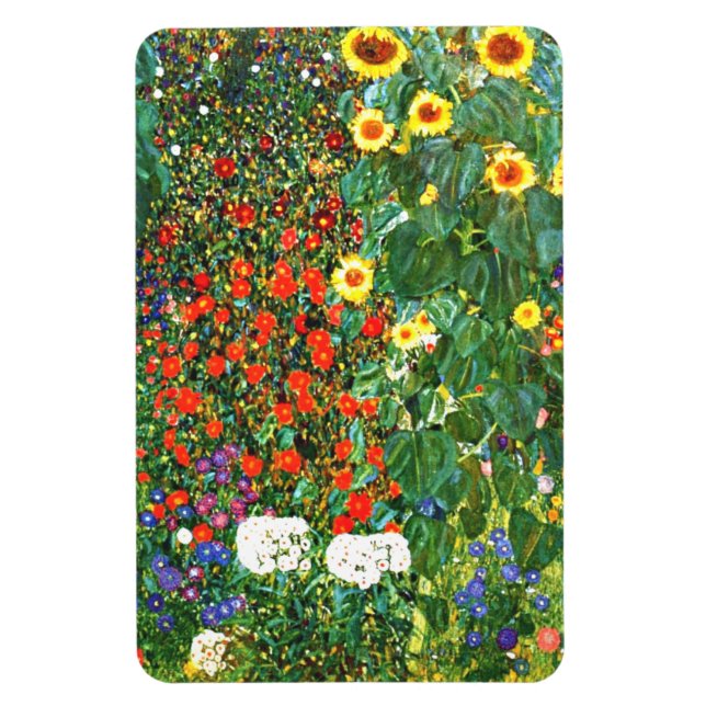 Klimt - Farm Garden with Sunflowers, fine art Magnet (Vertical)