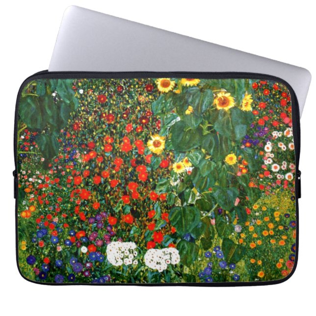 Klimt - Farm Garden with Sunflowers Laptop Sleeve (Front)