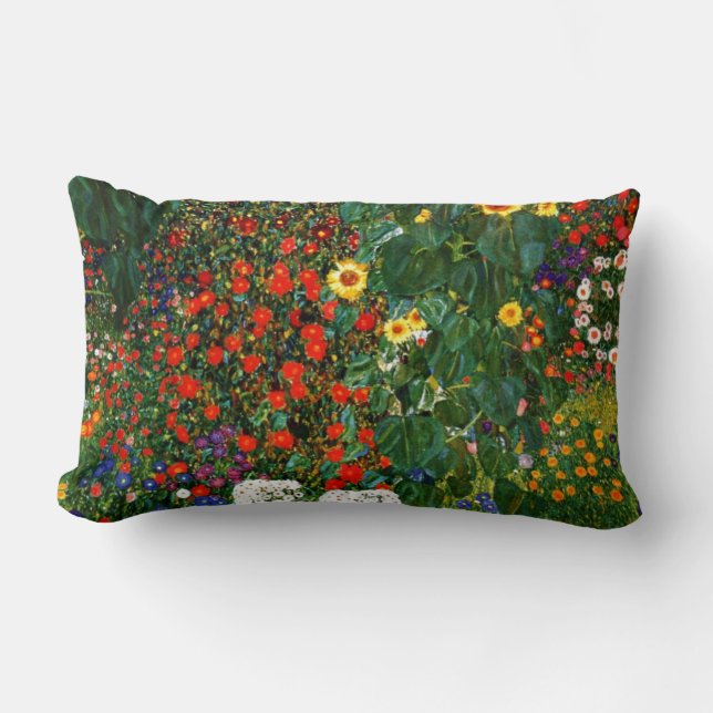 Klimt - Farm Garden with Sunflowers Lumbar Cushion (Front)