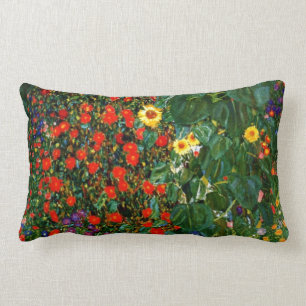 Klimt - Farm Garden with Sunflowers Lumbar Cushion