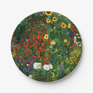 Klimt - Farm Garden with Sunflowers Paper Plate