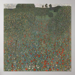 Klimt Flowering Meadow Floral Landscape Print