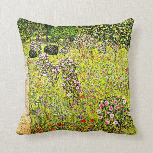 Klimt - Fruit Garden with Roses, Gustav Klimt art Cushion
