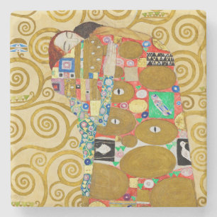 Klimt Fulfilment Mosaic: Vintage Stoclet Frieze Stone Coaster