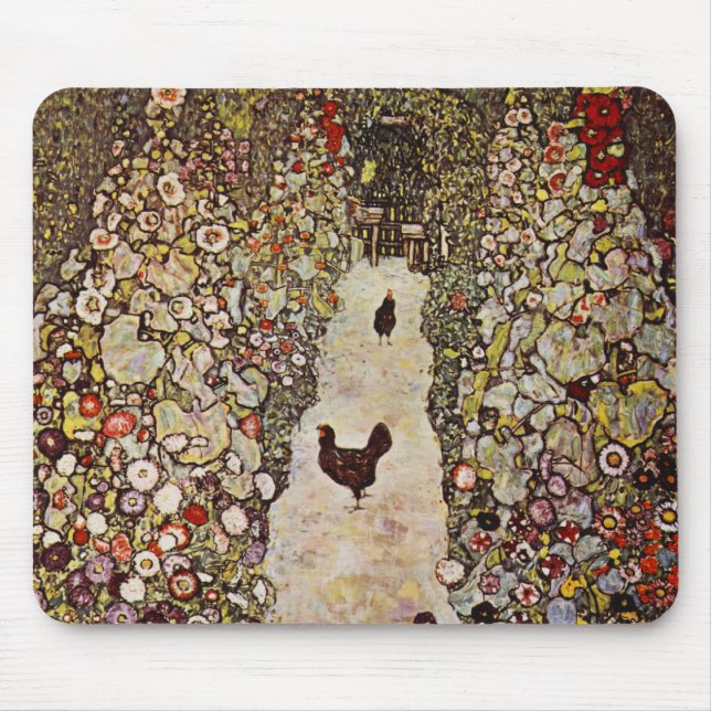 Klimt Garden With Roosters Mouse Pad (Front)