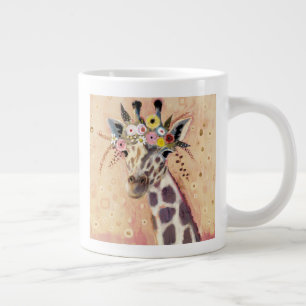 Klimt Giraffe   Adorned In Flowers Large Coffee Mug