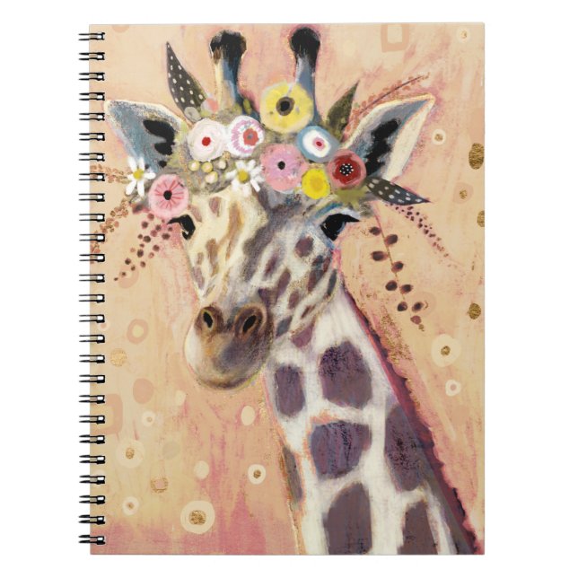 Klimt Giraffe | Adorned In Flowers Notebook (Front)