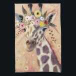 Klimt Giraffe | Adorned In Flowers Tea Towel<br><div class="desc">This print features a sweet giraffe adorned in a crown of flowers | By Victoria Borges</div>