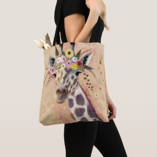 Klimt Giraffe   Adorned In Flowers Tote Bag