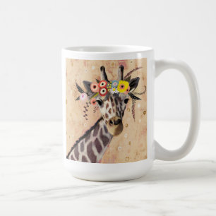 Klimt Giraffe   Crown Of Flowers Coffee Mug