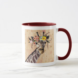 Klimt Giraffe   Crown Of Flowers Mug