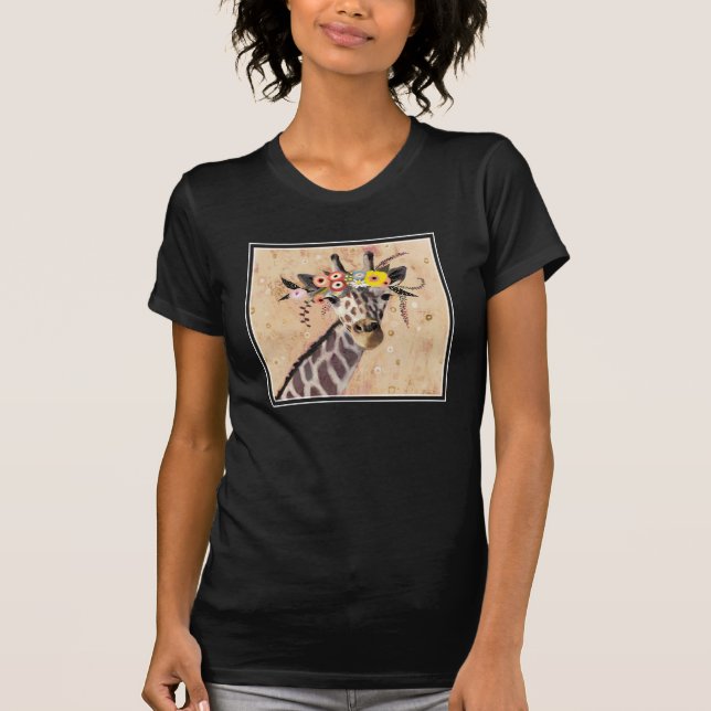 Klimt Giraffe | Crown Of Flowers T-Shirt (Front)