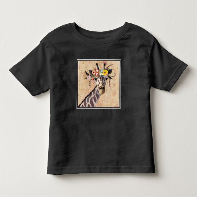 Klimt Giraffe | Crown Of Flowers Toddler T-Shirt (Front)