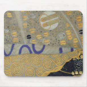 Klimt Gold, Beige Black Art Nouveau Pattern Mouse Pad
