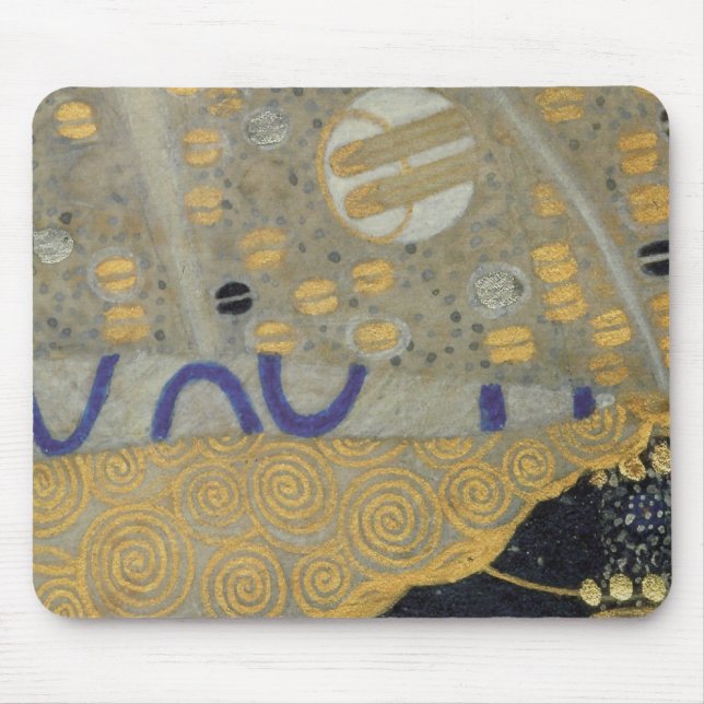 Klimt Gold, Beige Black Art Nouveau Pattern Mouse Pad (Front)