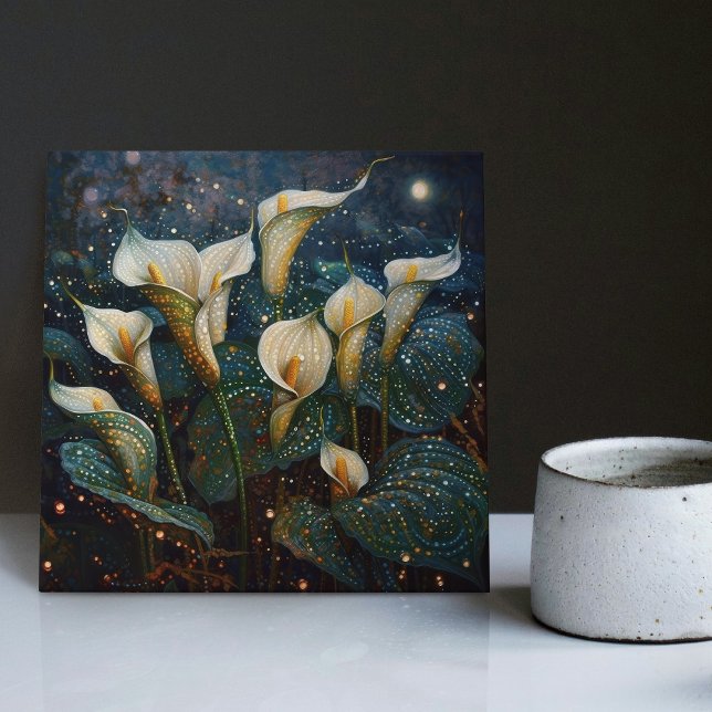 Klimt Golden Calla Lilies Symbolism Art Nouveau Ce Ceramic Tile (Creator Uploaded)