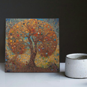 Klimt Golden Tree of Life Abstract Art Nouveau Cer Ceramic Tile