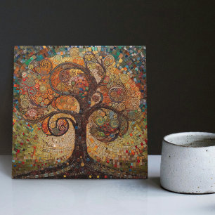 Klimt Golden Tree of Life Abstract Art Nouveau Cer Ceramic Tile
