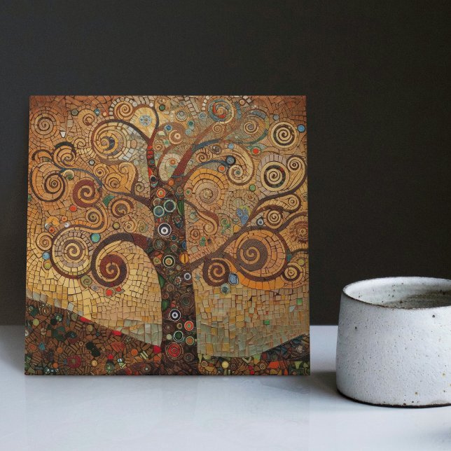 Klimt Golden Tree of Life Abstract Art Nouveau Cer Ceramic Tile (Creator Uploaded)