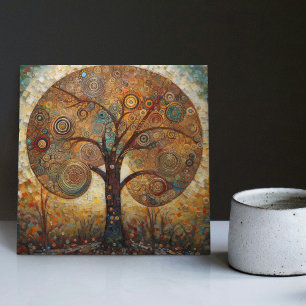 Klimt Golden Tree of Life Abstract Art Nouveau Cer Ceramic Tile