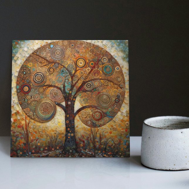Klimt Golden Tree of Life Abstract Art Nouveau Cer Ceramic Tile (Creator Uploaded)