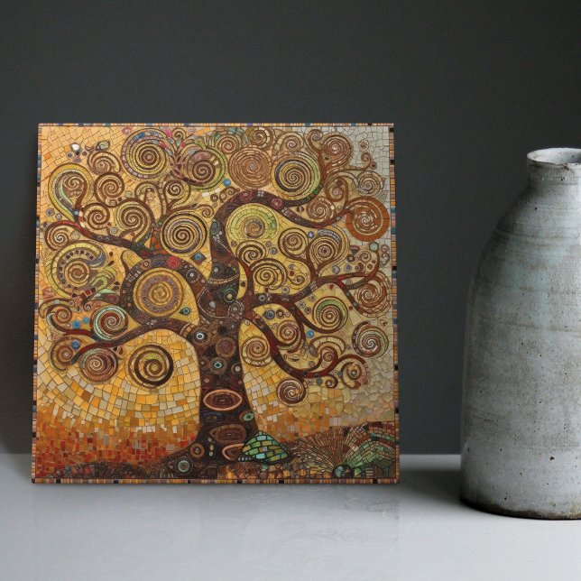 Klimt Golden Tree of Life Abstract Art Nouveau Cer Ceramic Tile (Creator Uploaded)