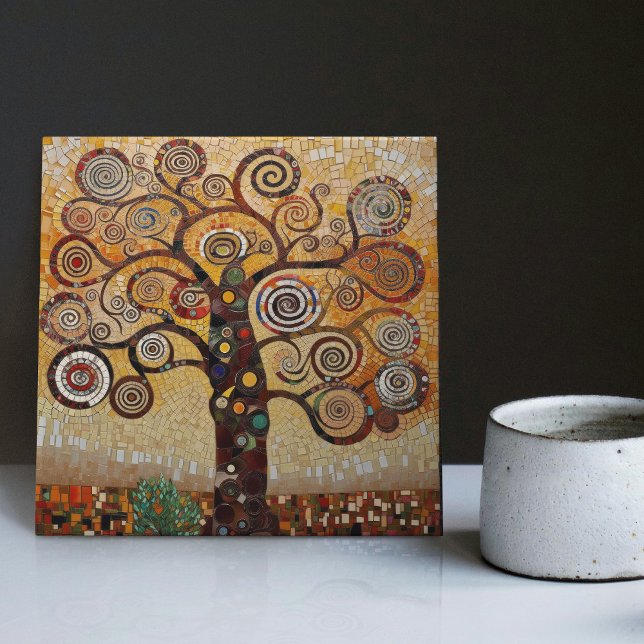 Klimt Golden Tree of Life Abstract Art Nouveau Cer Ceramic Tile (Creator Uploaded)