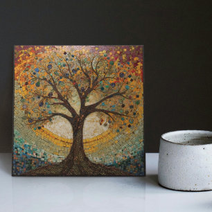 Klimt Golden Tree of Life Abstract Art Nouveau Ceramic Tile