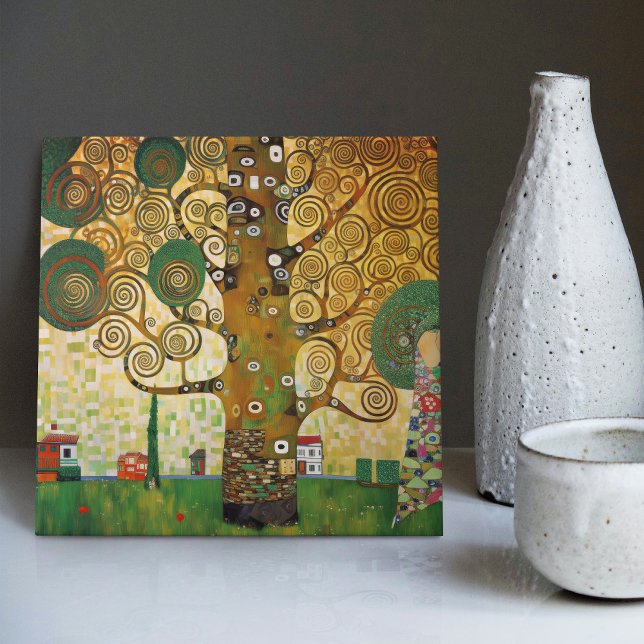Klimt Golden Tree of Life Abstract Art Nouveau Ceramic Tile (Creator Uploaded)