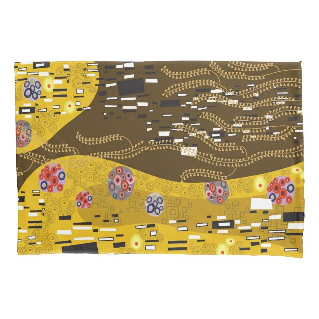 Klimt Inspired Gold Art Nouveau The Kiss Artistic Pillowcase (Front)