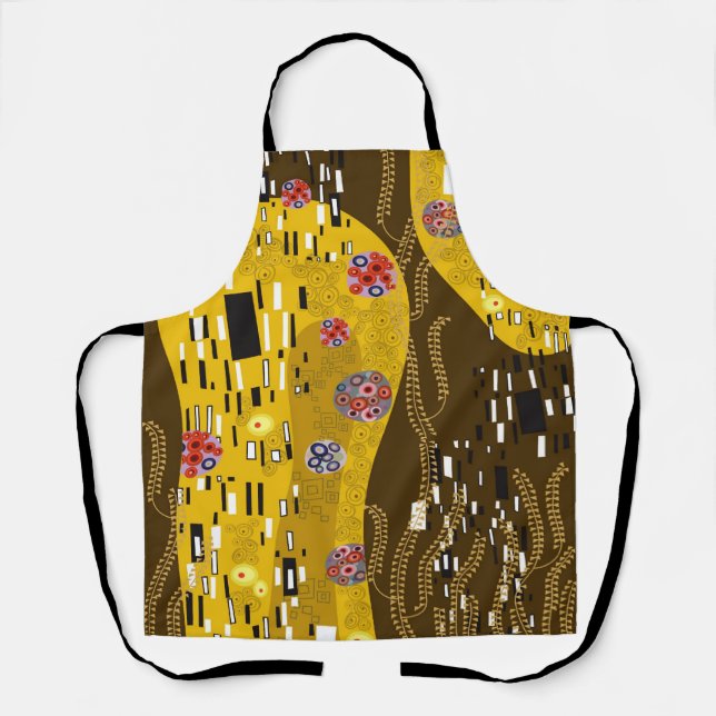 Klimt Inspired Gold Pattern Art Nouveau The Kiss Apron (Front)