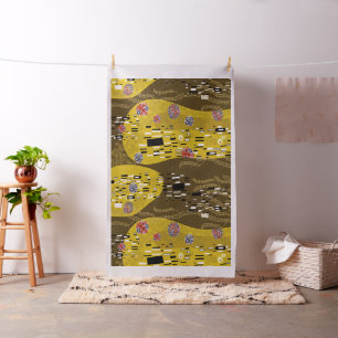 Klimt Inspired Gold Pattern Art Nouveau The Kiss Fabric