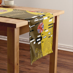 Klimt Inspired Gold Pattern Art Nouveau The Kiss Long Table Runner