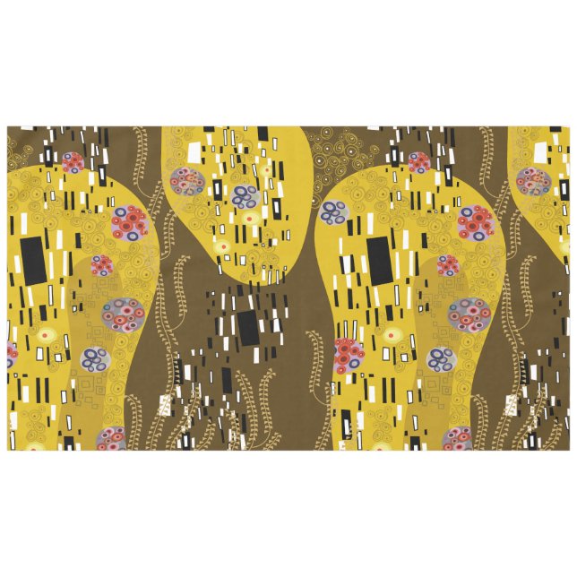 Klimt Inspired Gold Pattern Art Nouveau The Kiss Tablecloth (Front (Horizontal))