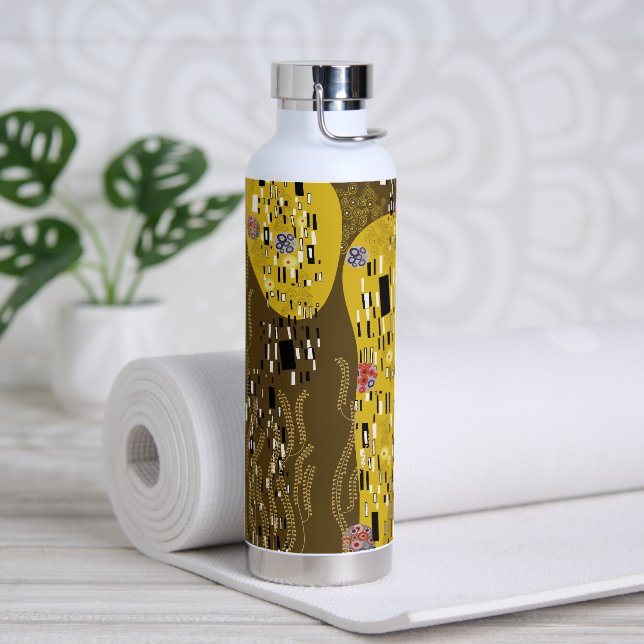 Klimt Inspired Gold Pattern Art Nouveau The Kiss Water Bottle (Yoga)