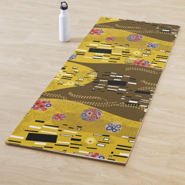 Klimt Inspired Gold Pattern Art Nouveau The Kiss Yoga Mat (In Situ)