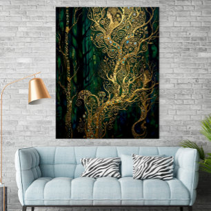  Klimt Inspired Gold Trees Abstract Poster