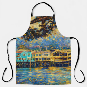 Klimt-inspired Golden Monterey Harbor Dreams Apron