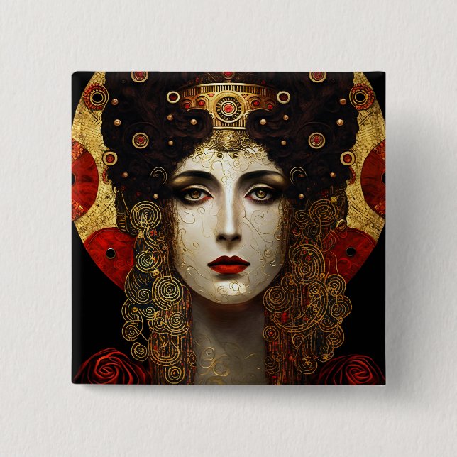 Klimt Inspired Queen Goddess 15 Cm Square Badge (Front)