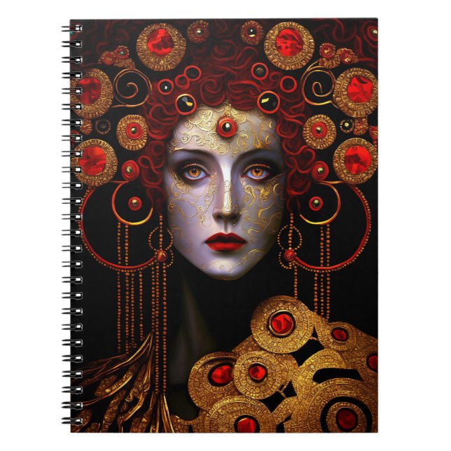 Klimt Inspired Queen Goddess Fantasy Art Notebook (Front)