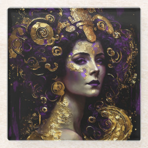 Klimt Inspired Queen Goddess Glass Coaster