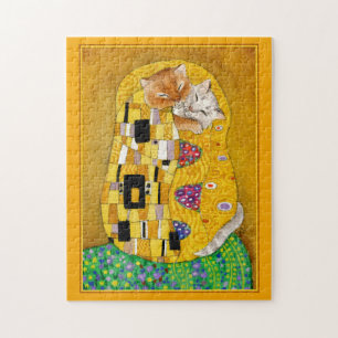 Klimt Kiss Gold Cat spoof jigsaw puzzle