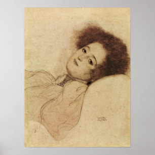 Klimt - Portrait Of A Young Woman Reclining Poster
