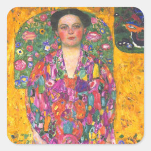 Klimt Portrait of Eugenia Primavesi Square Sticker